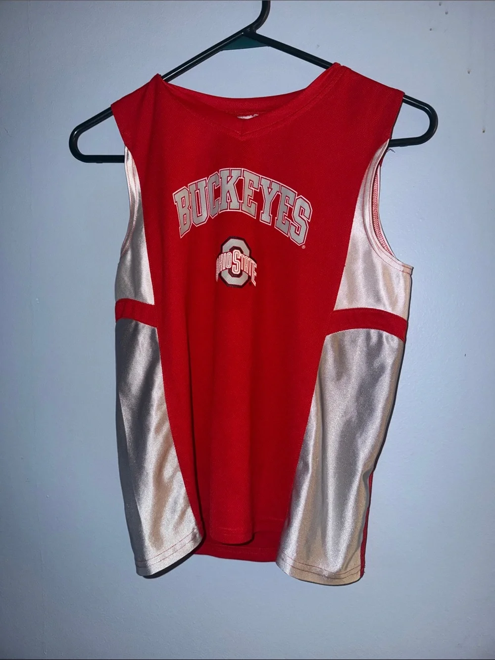 Boys small Ohio State Buckeyes Red & Silver Kids Sleeveless Jersey